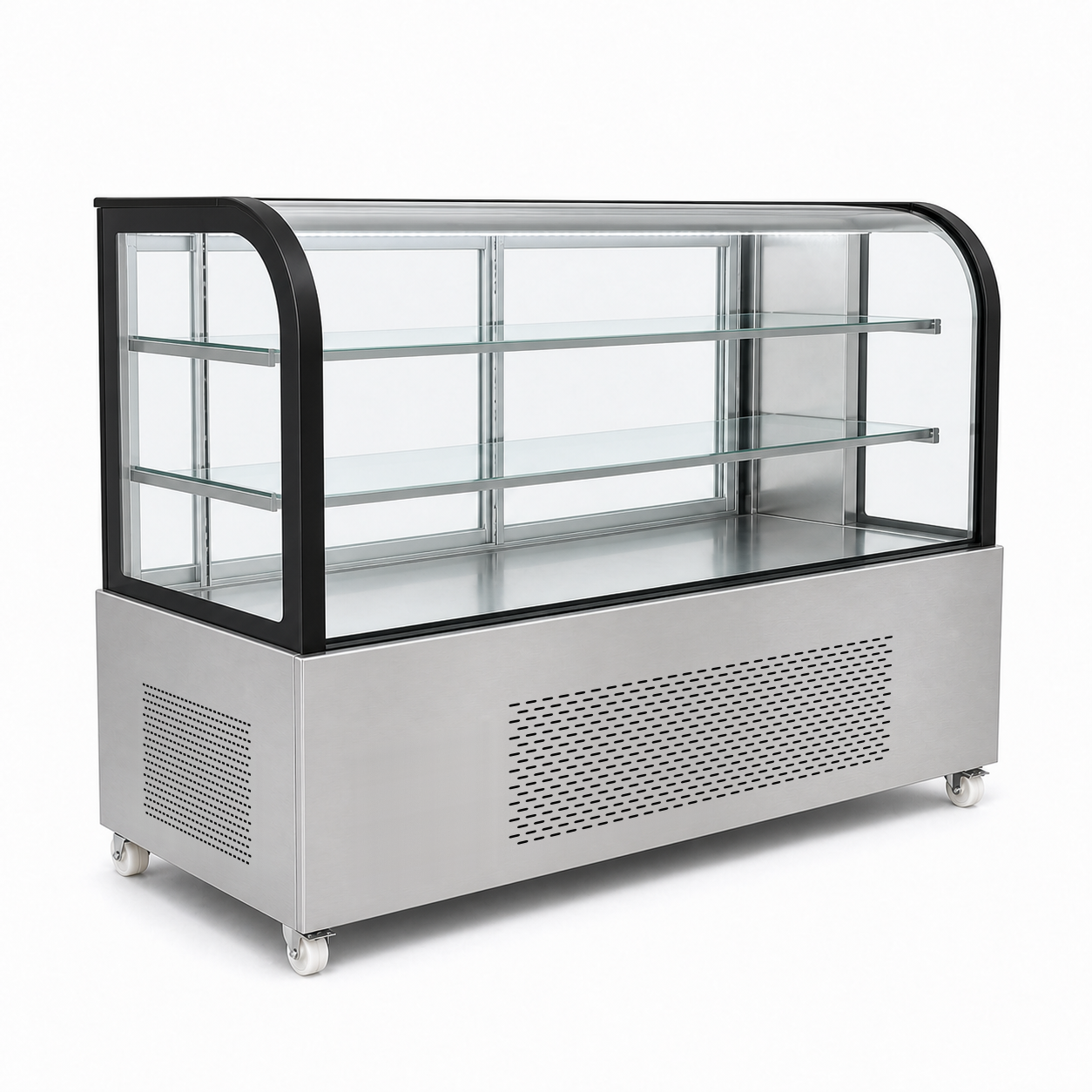 Bombe Cam · Satine krom — Curved Glass · Satin Stainless Steel
